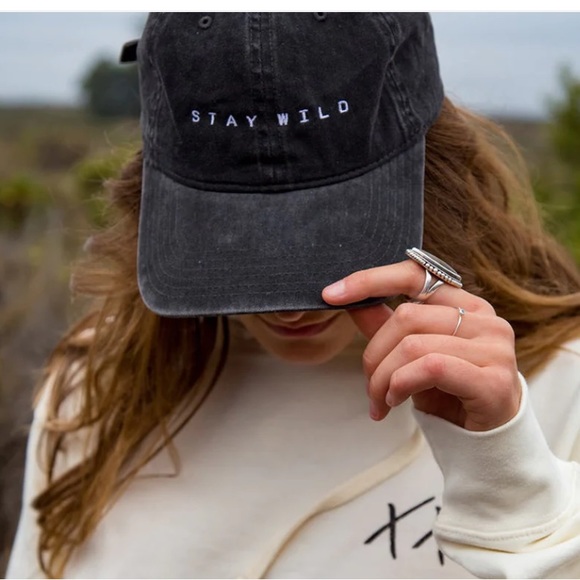 New Atticus Wild embroidered black pigment-dyed brushed cotton dad hat. - Picture 5 of 6